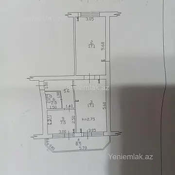 Satılır 2 otaqlı köhnə tikili 58 m²
