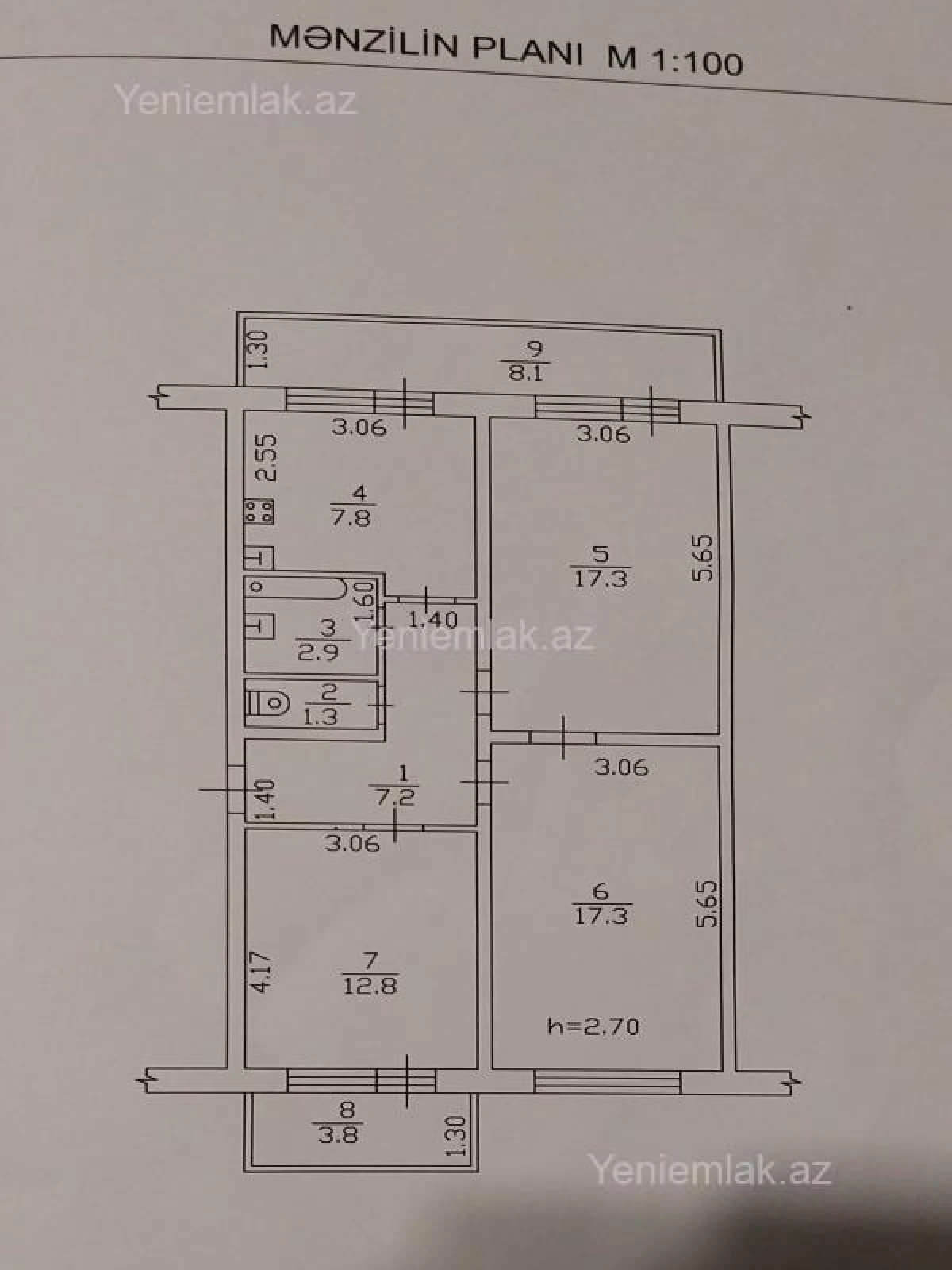 Satılır 3 otaqlı köhnə tikili 75 m²