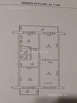 Satılır 3 otaqlı köhnə tikili 75 m²