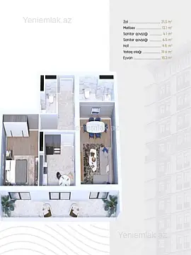 Satılır 2 otaqlı yeni tikili 90 m²