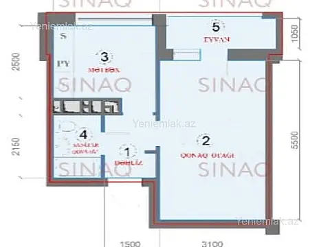 Satılır 1 otaqlı yeni tikili 45 m²