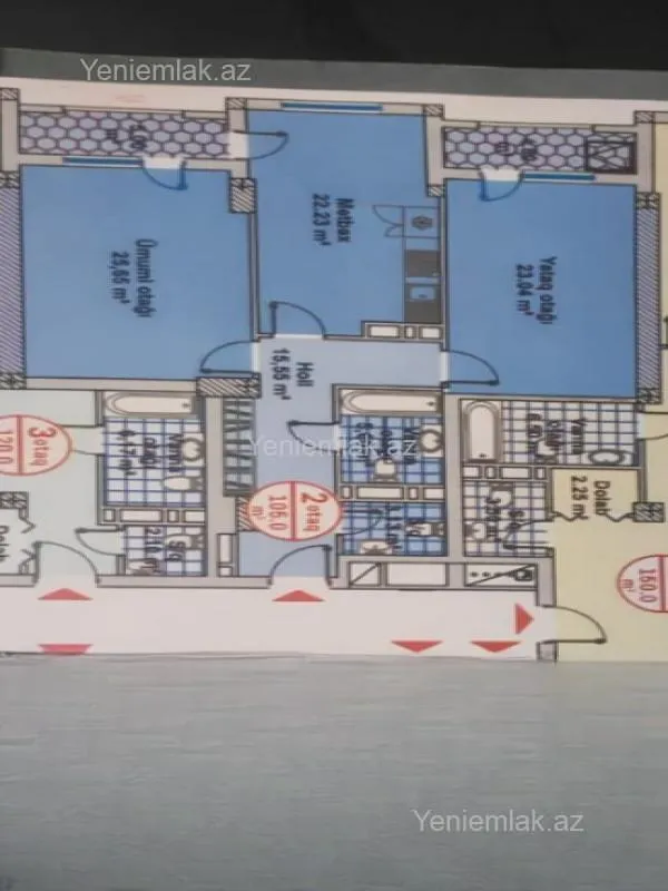 Satılır 2 otaqlı yeni tikili 105 m²