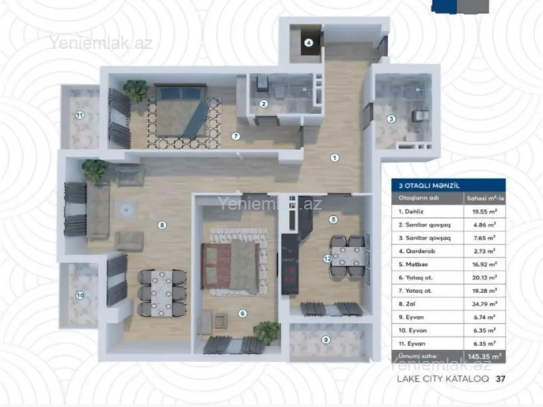 Satılır 3 otaqlı yeni tikili 145 m²