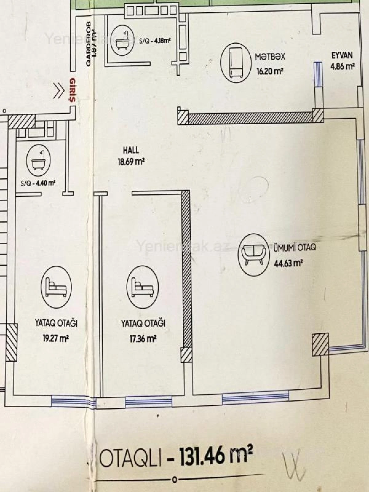 Satılır 4 otaqlı yeni tikili 132 m²