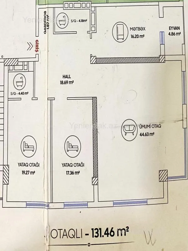 Satılır 4 otaqlı yeni tikili 132 m²