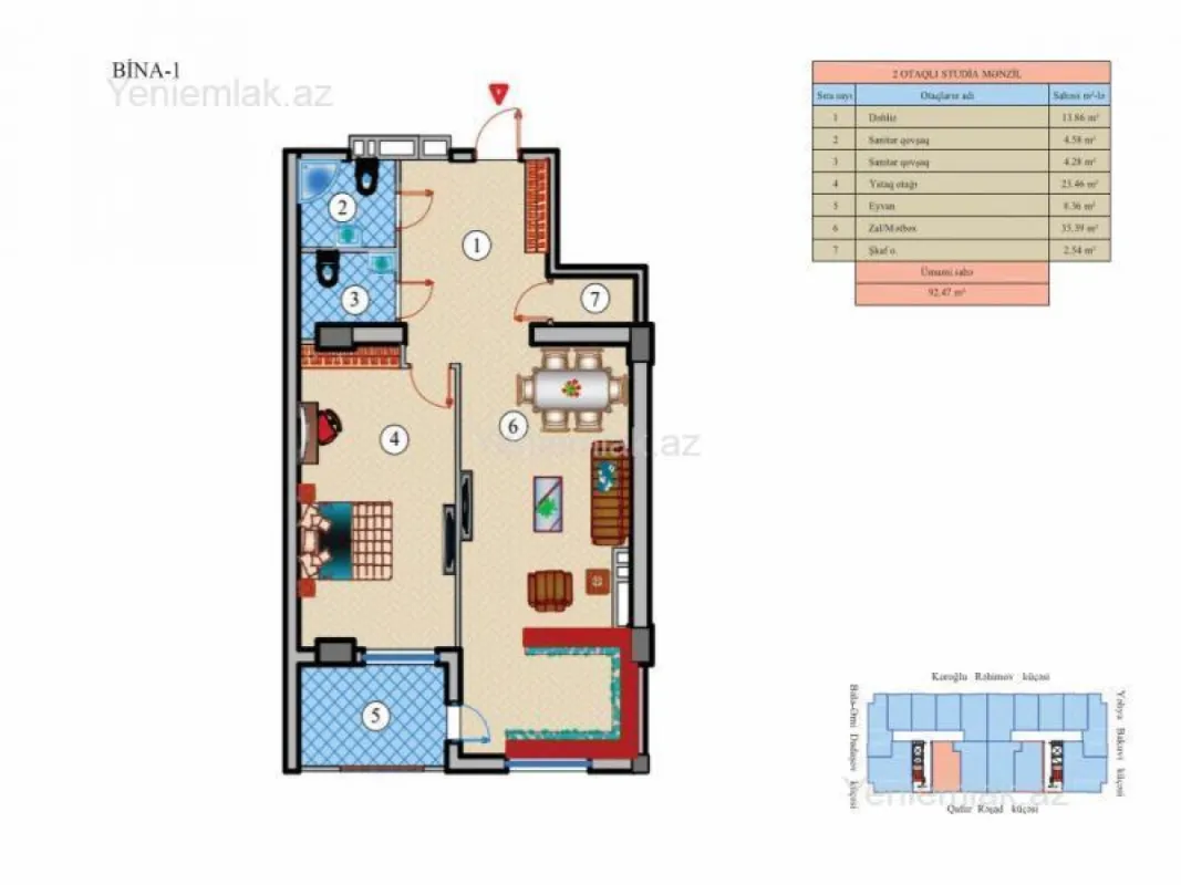 Satılır 2 otaqlı yeni tikili 92.2 m²