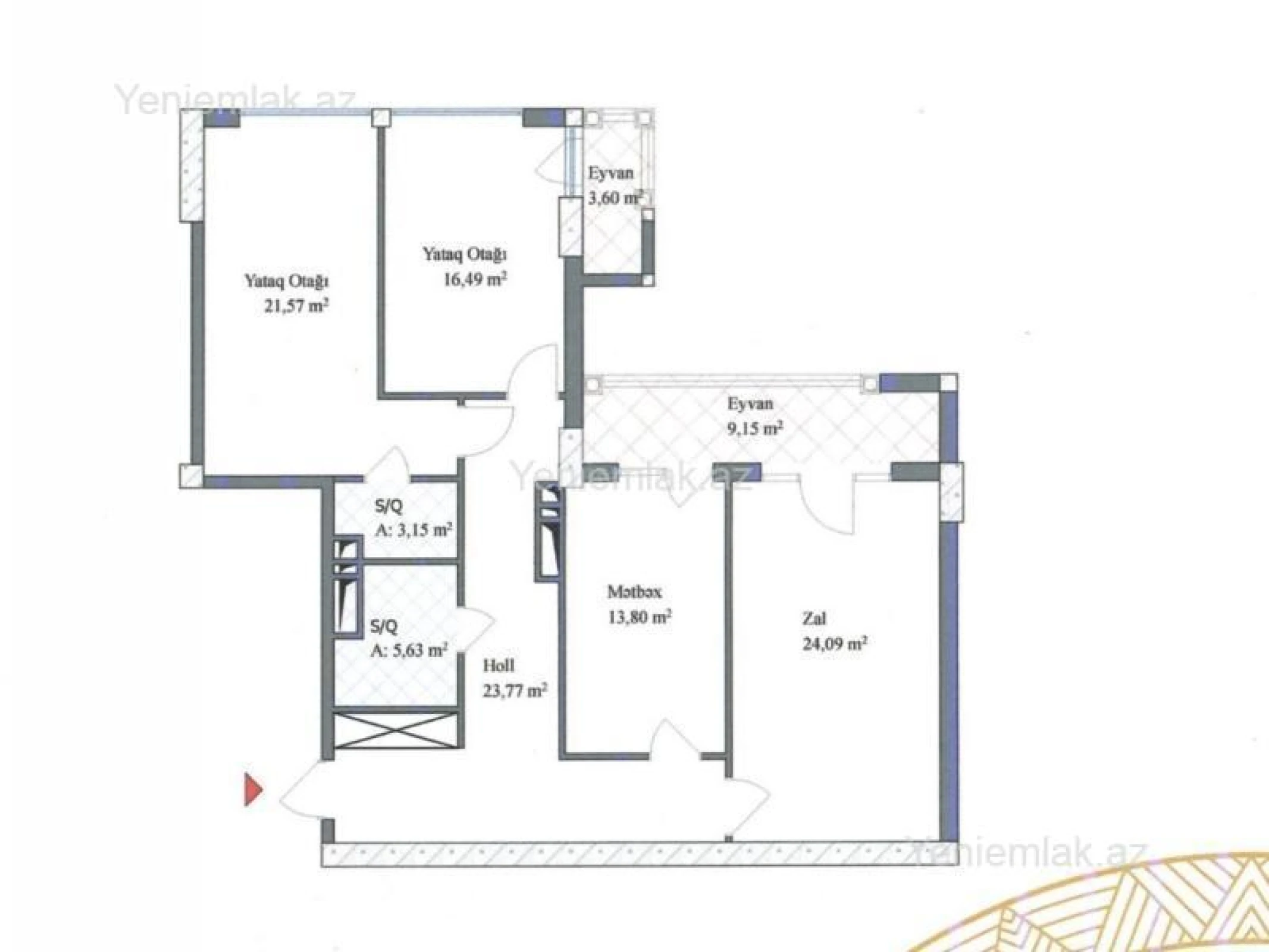 Satılır 3 otaqlı yeni tikili 122 m²
