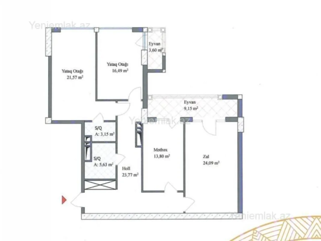 Satılır 3 otaqlı yeni tikili 122 m²
