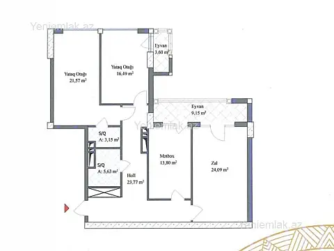 Satılır 3 otaqlı yeni tikili 122 m²