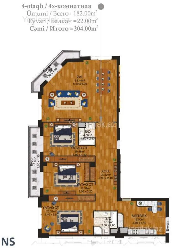 Satılır 5 otaqlı yeni tikili 205 m²