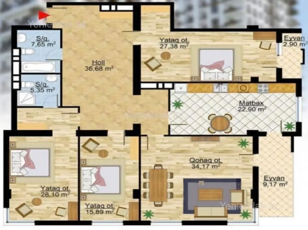 Satılır 4 otaqlı yeni tikili 195 m²