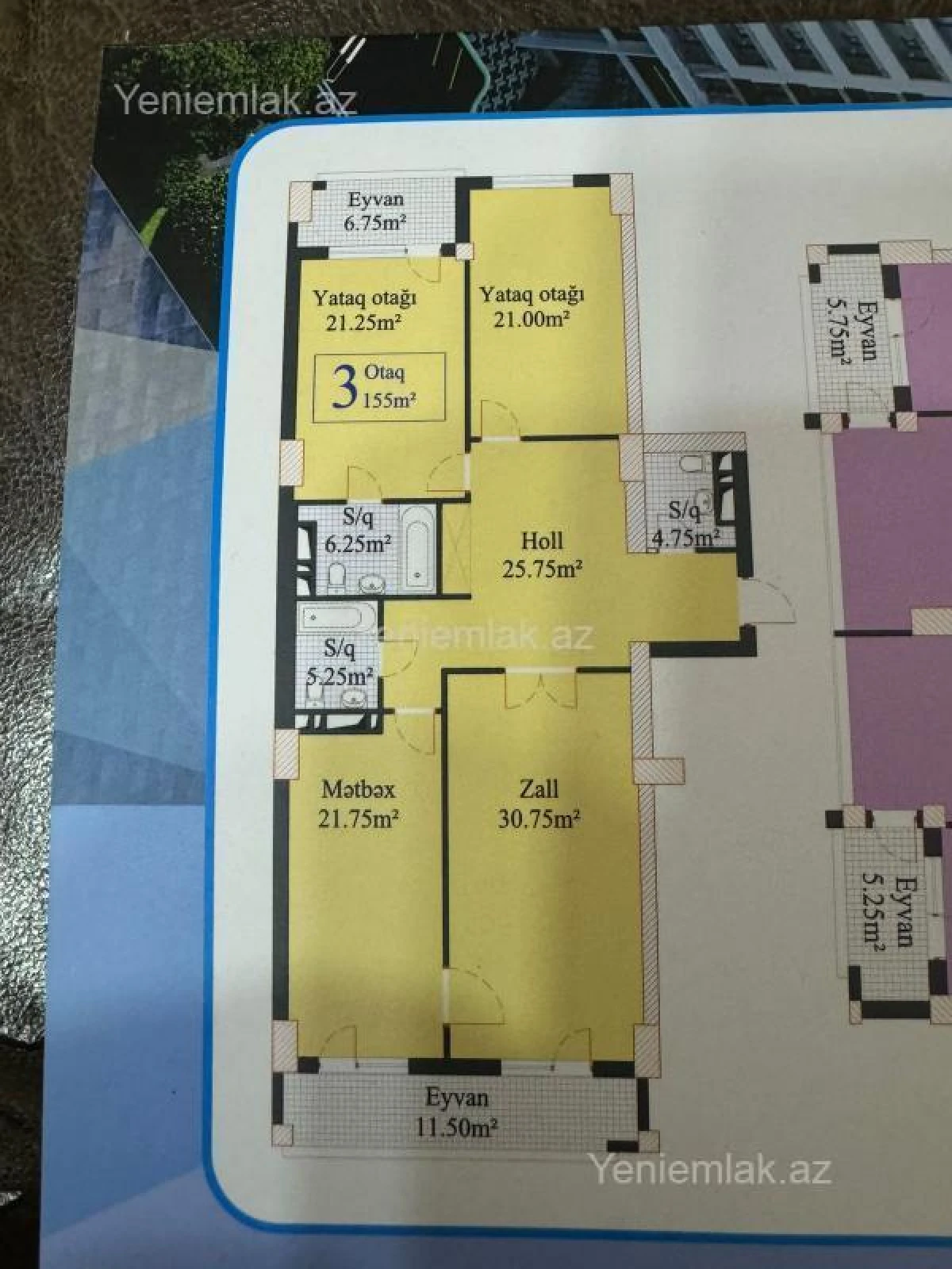 Satılır 3 otaqlı yeni tikili 155 m²