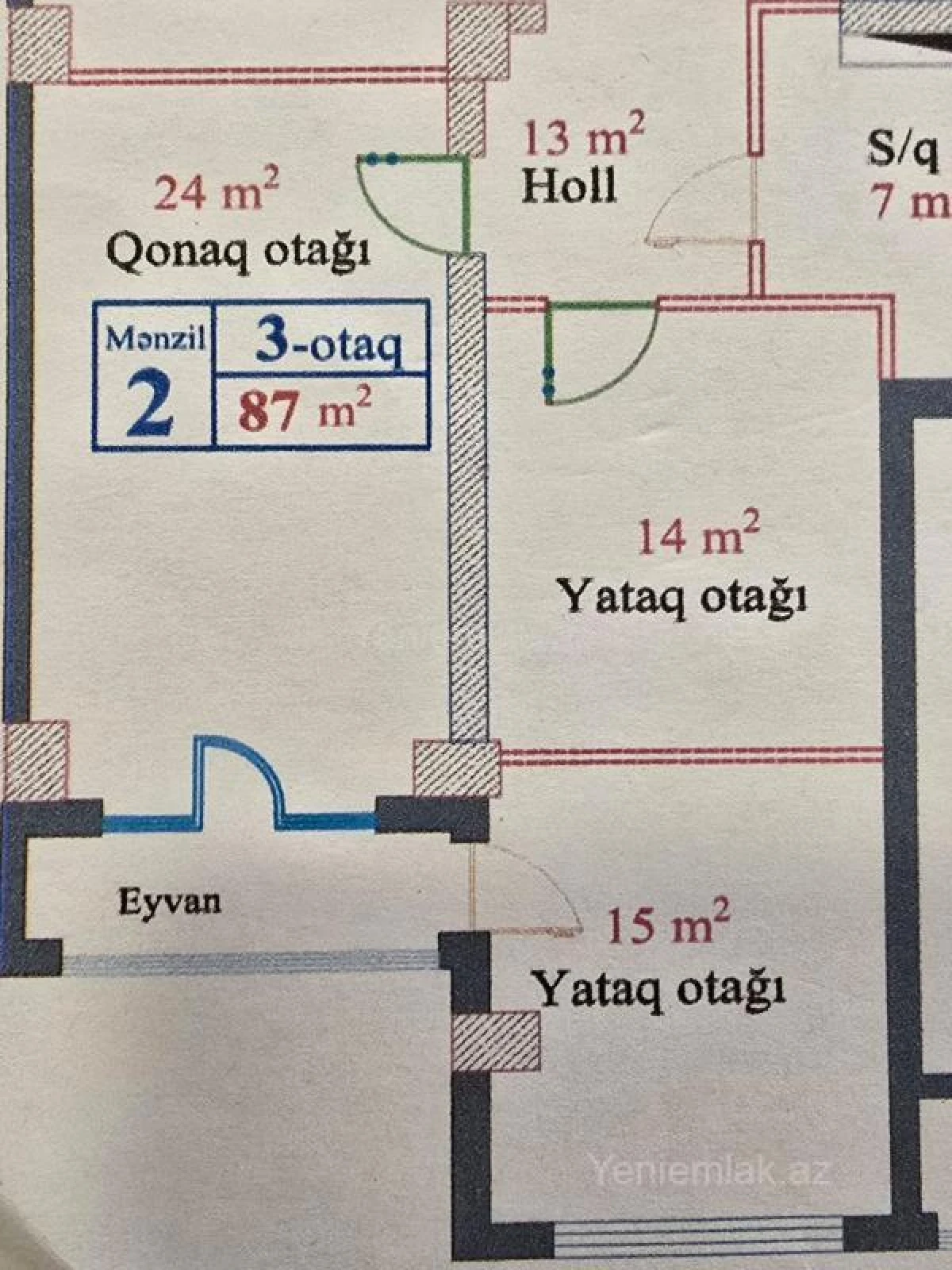 Satılır 2 otaqlı yeni tikili 87 m²