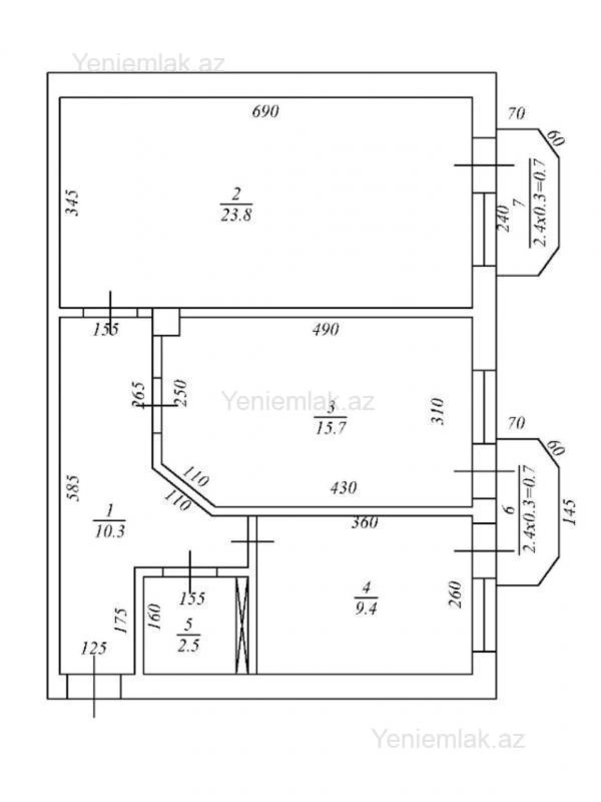 Satılır 2 otaqlı yeni tikili 68 m²