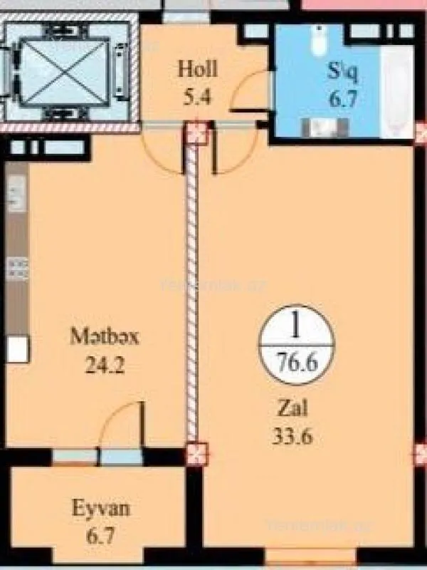 Satılır 2 otaqlı yeni tikili 77 m²