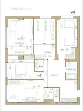 Satılır 4 otaqlı yeni tikili 148 m²