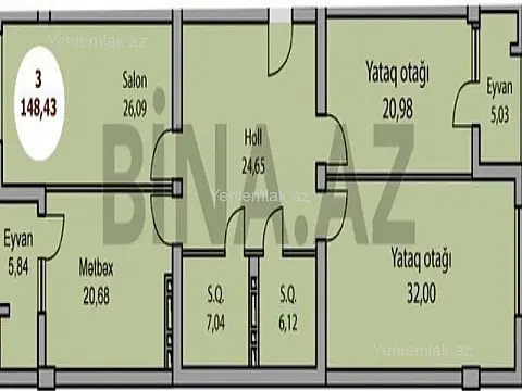 Satılır 3 otaqlı yeni tikili 149 m²