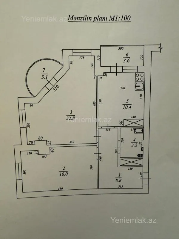 Satılır 2 otaqlı yeni tikili 77 m²