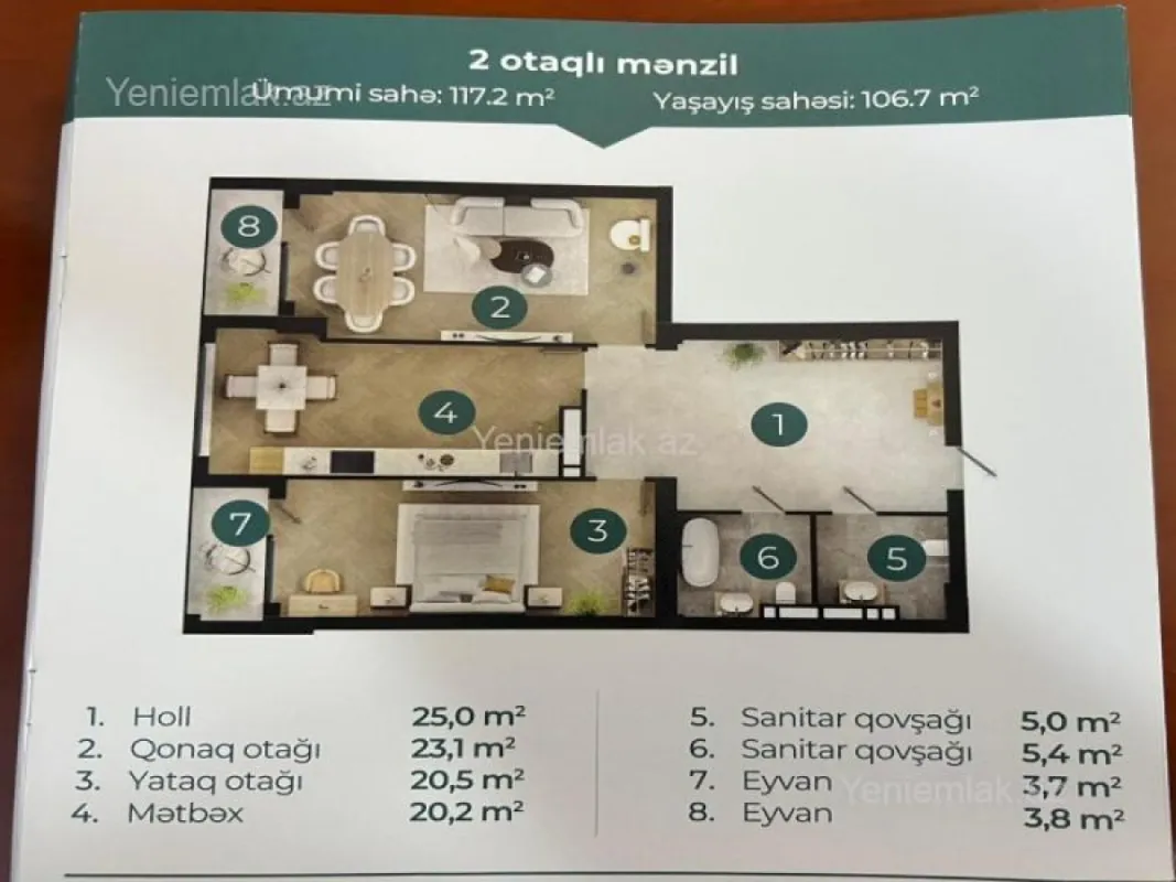Satılır 3 otaqlı yeni tikili 118 m²