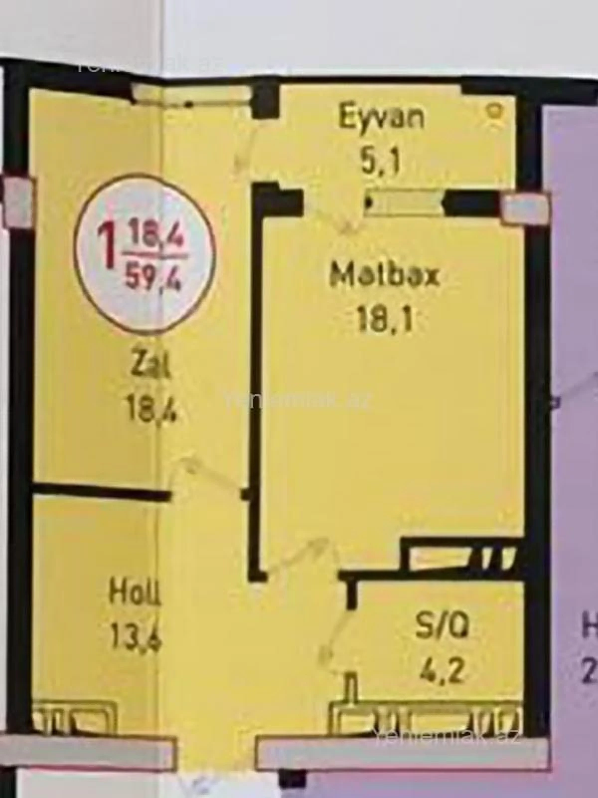Satılır 2 otaqlı yeni tikili 60 m²