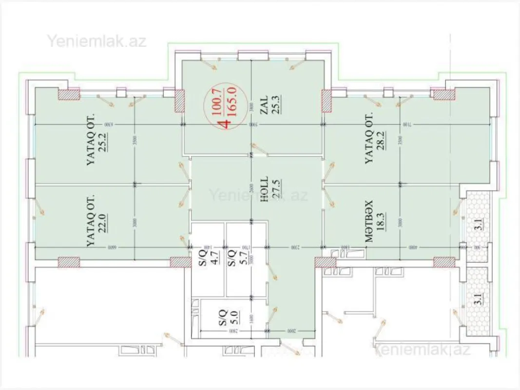 Satılır 4 otaqlı yeni tikili 165 m²