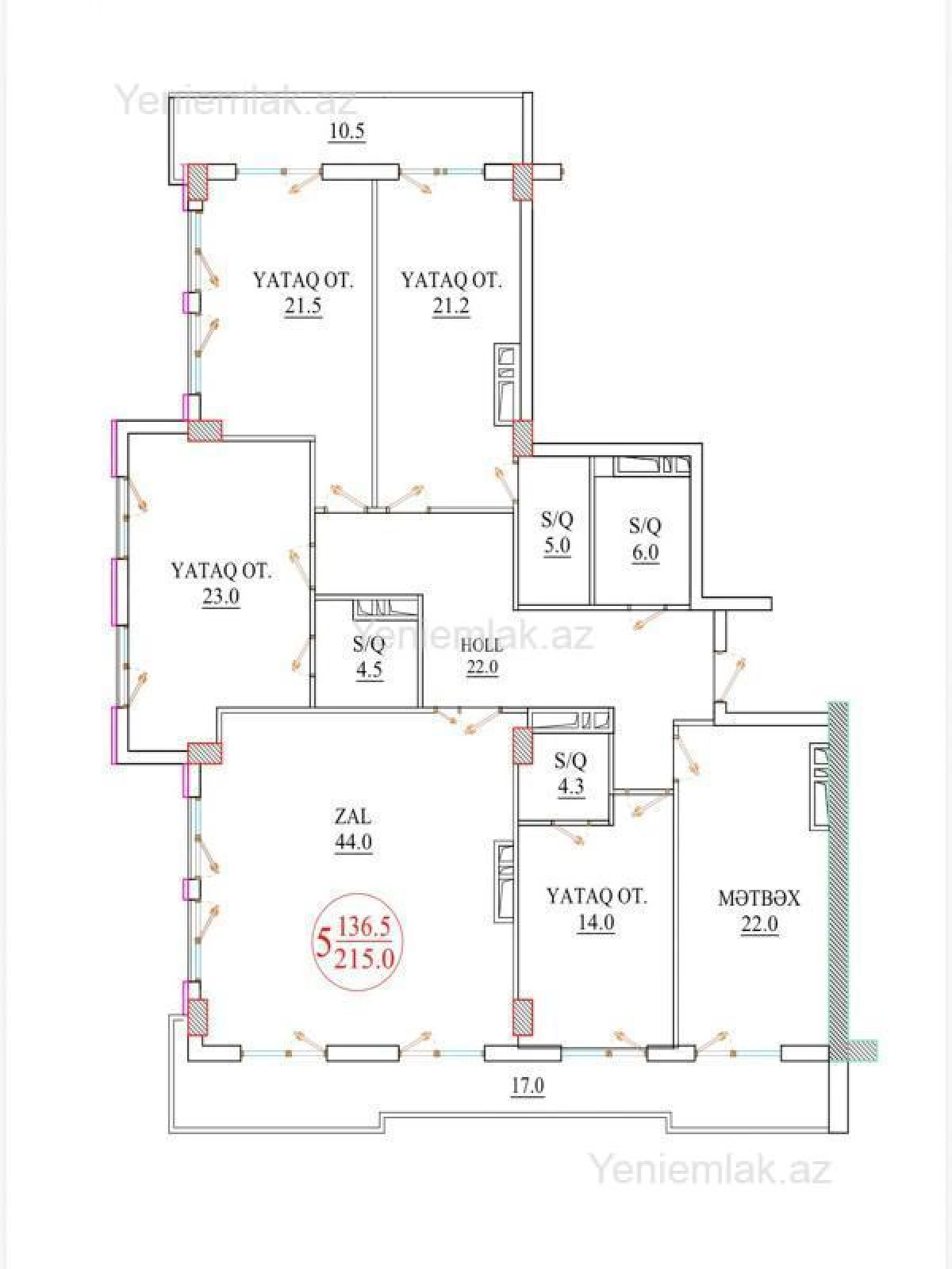 Satılır 5 otaqlı yeni tikili 215 m²