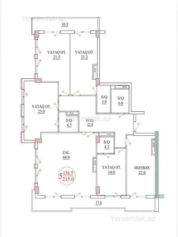 Satılır 5 otaqlı yeni tikili 215 m²