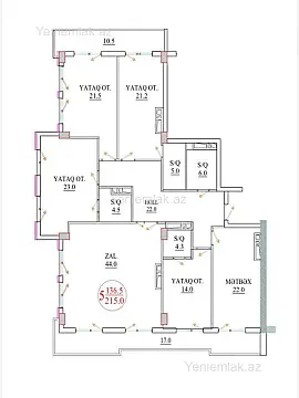 Satılır 5 otaqlı yeni tikili 215 m²
