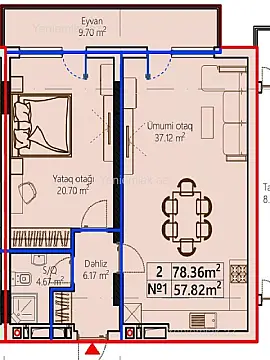 Satılır 2 otaqlı yeni tikili 78 m²