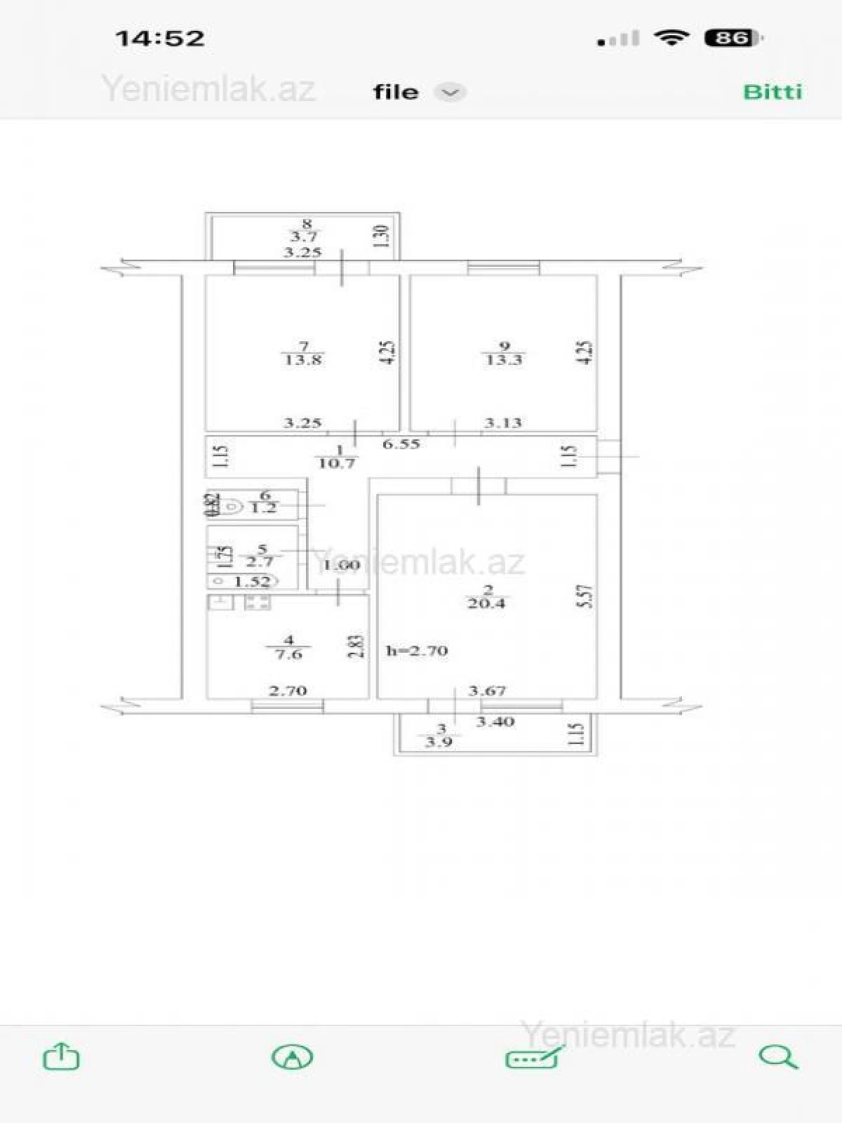 Satılır 3 otaqlı köhnə tikili 78 m²