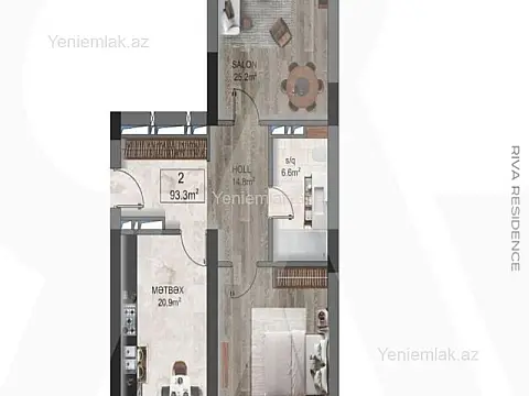 Satılır 2 otaqlı yeni tikili 94 m²