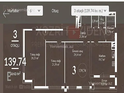 Satılır 3 otaqlı yeni tikili 140 m²