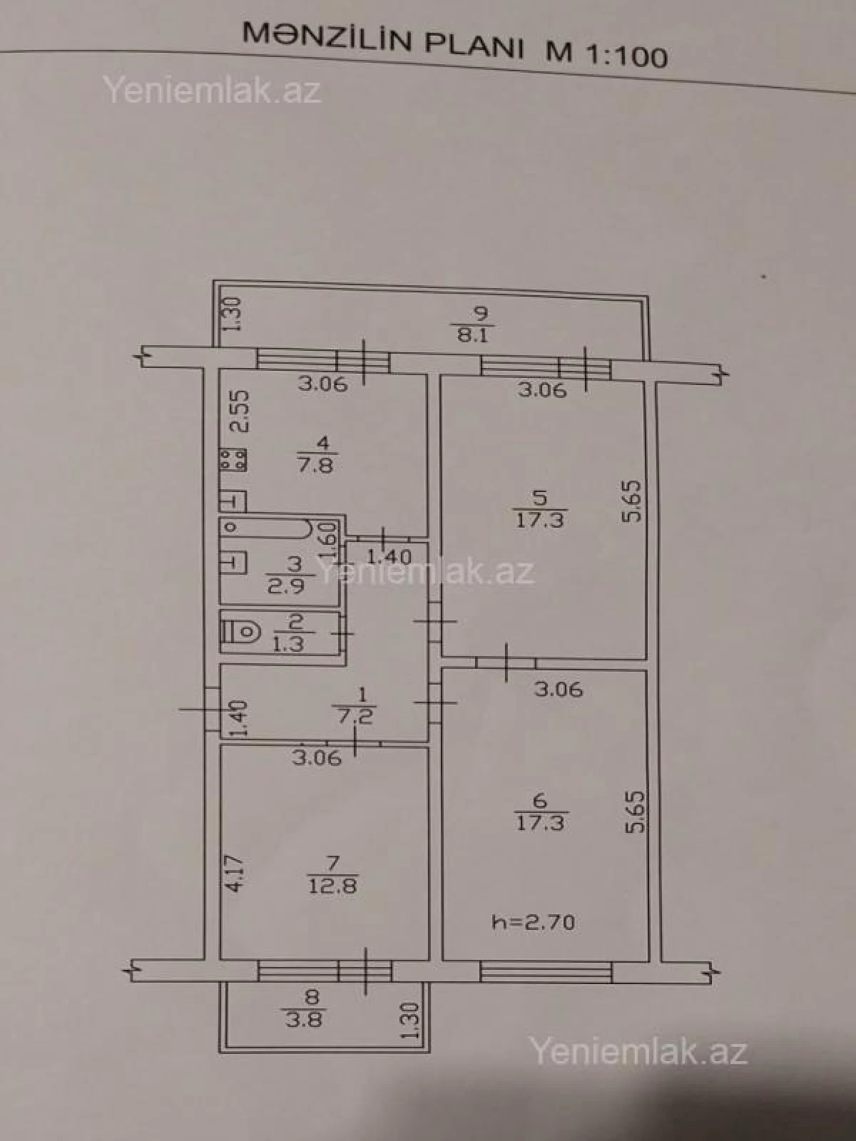Satılır 3 otaqlı köhnə tikili 78 m²