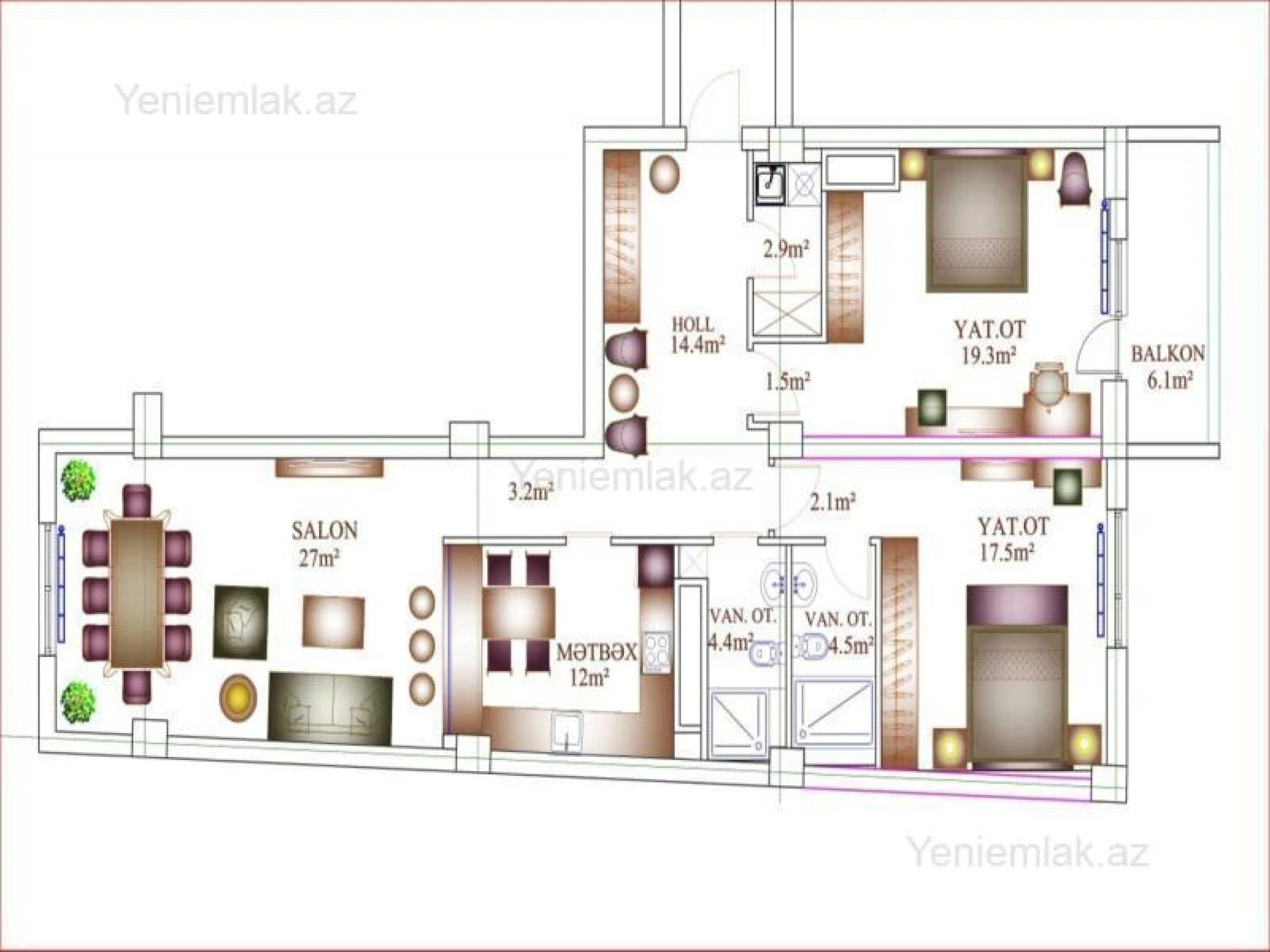 Satılır 3 otaqlı yeni tikili 105 m²