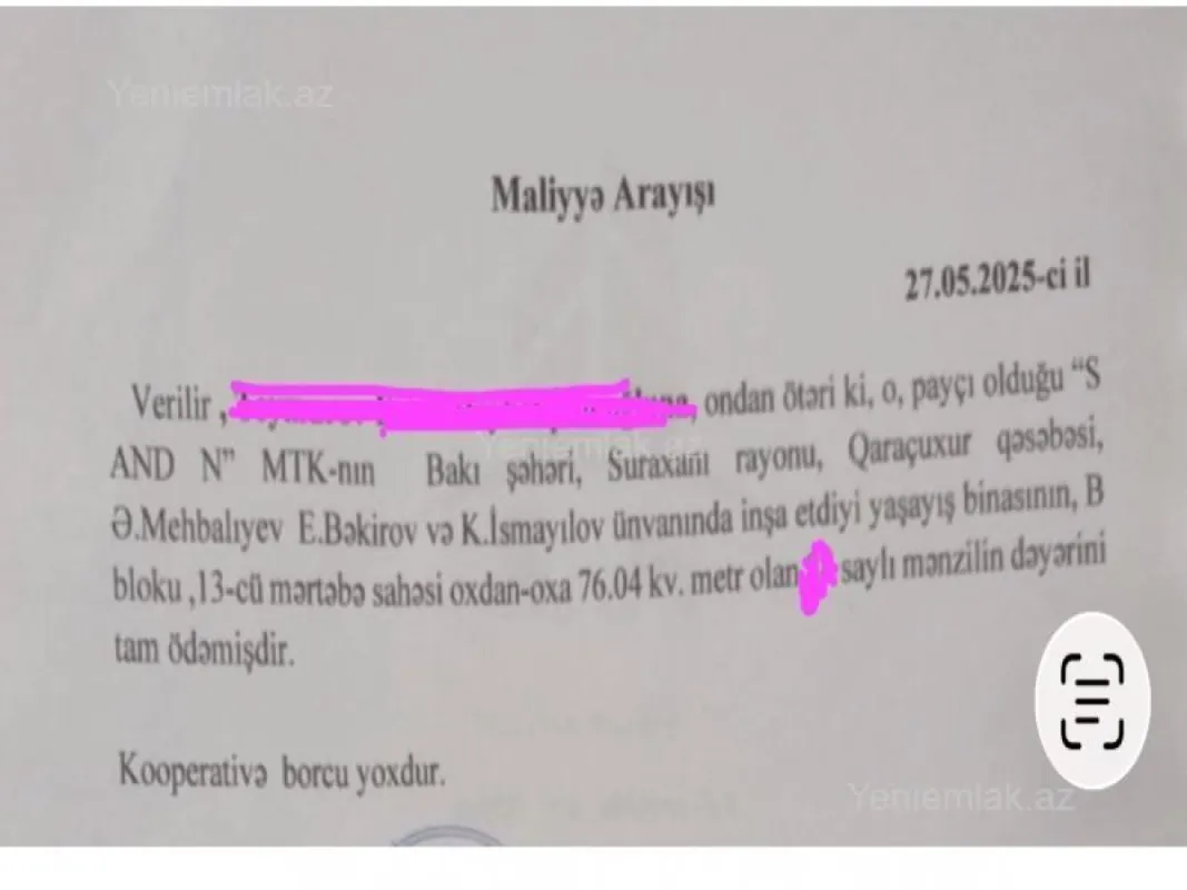 Satılır 2 otaqlı yeni tikili 76 m²