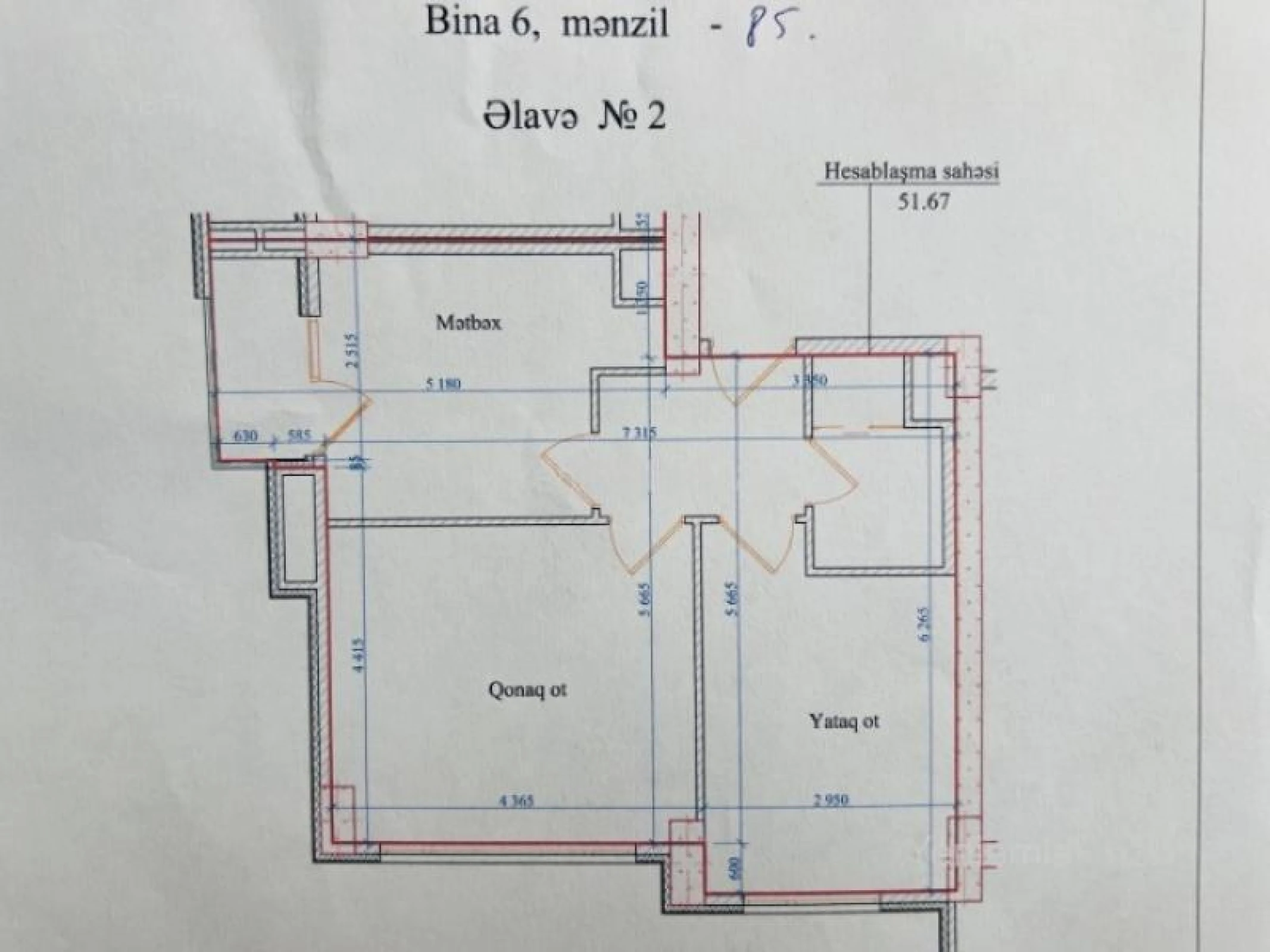 Satılır 2 otaqlı yeni tikili 52 m²