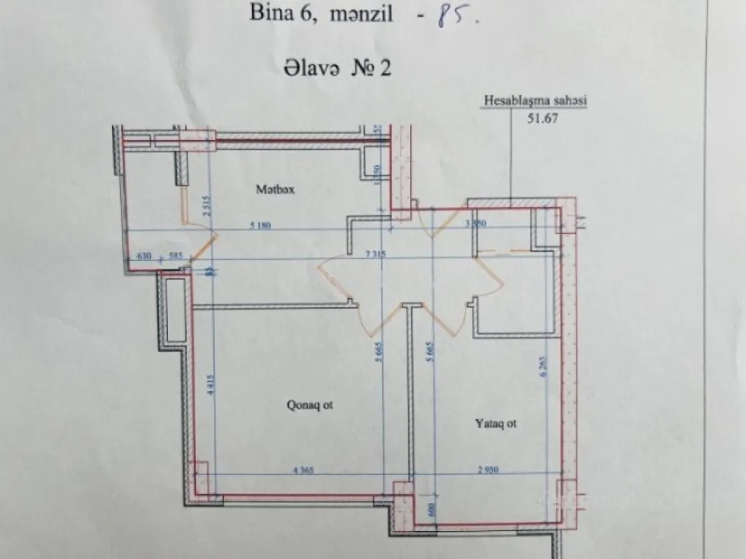 Satılır 2 otaqlı yeni tikili 52 m²