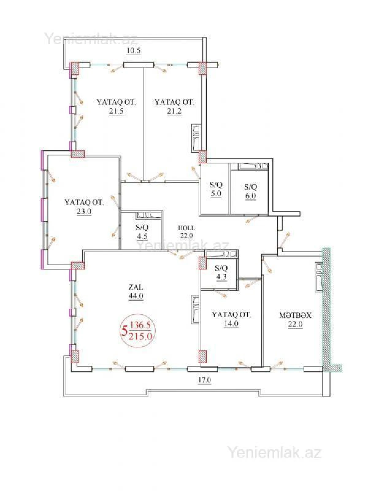 Satılır 5 otaqlı yeni tikili 215 m²