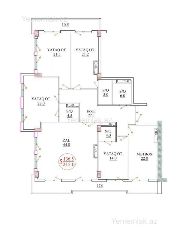 Satılır 5 otaqlı yeni tikili 215 m²
