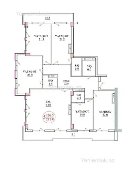 Satılır 5 otaqlı yeni tikili 215 m²