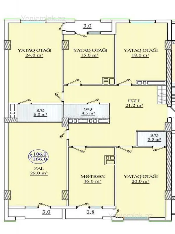Satılır 5 otaqlı yeni tikili 166 m²