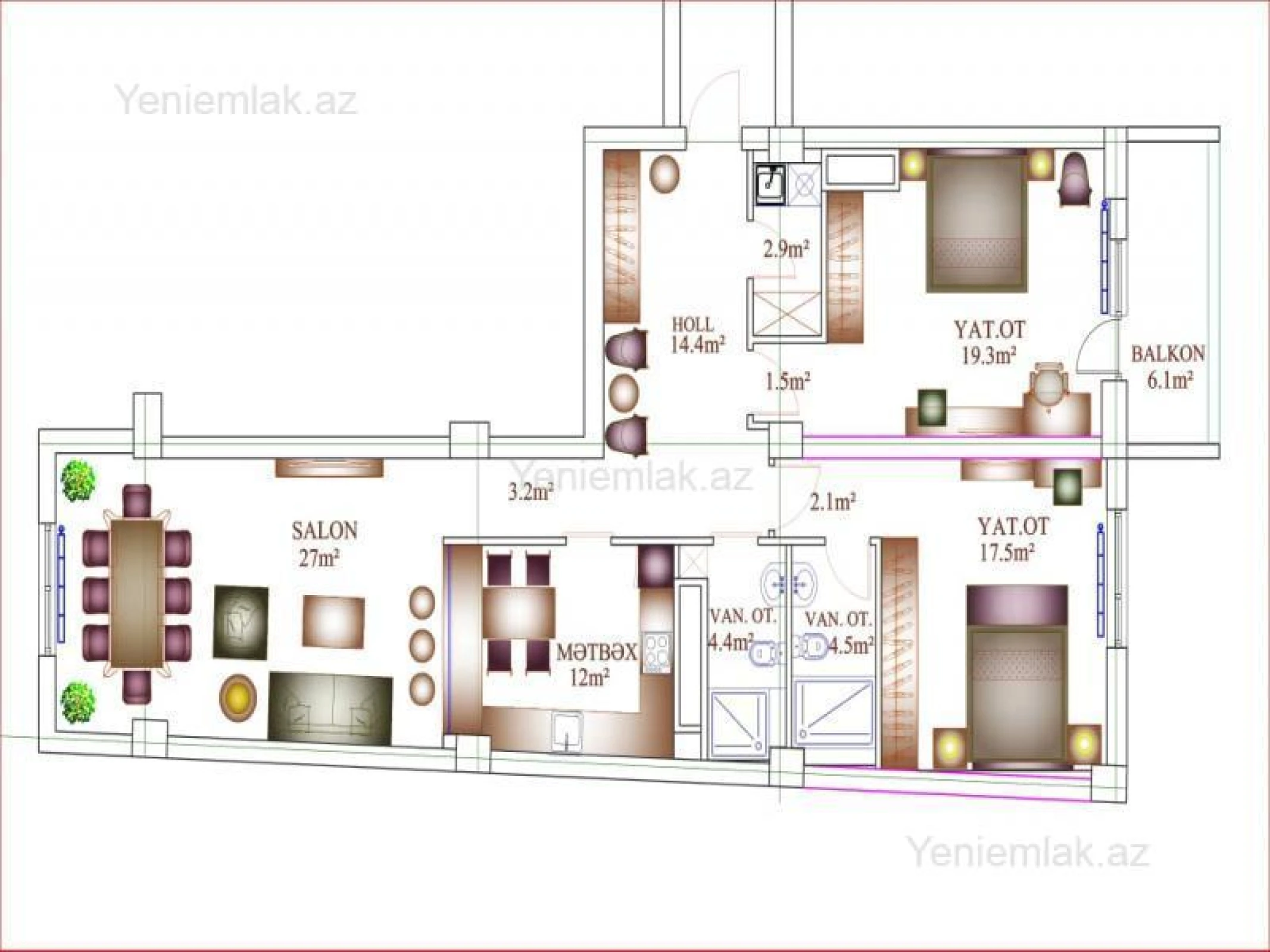 Satılır 3 otaqlı yeni tikili 120 m²