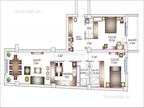 Satılır 3 otaqlı yeni tikili 120 m²