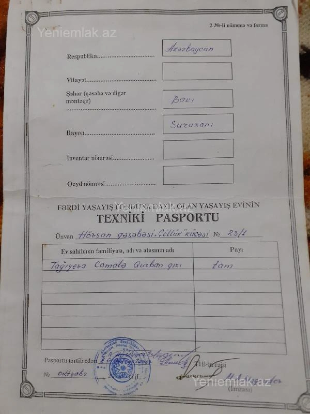 Satılır 3 otaqlı həyət evi 65 m²