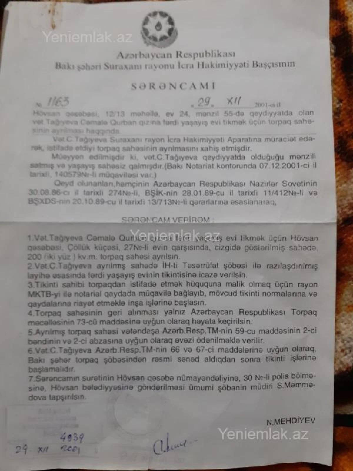 Satılır 3 otaqlı həyət evi 65 m²