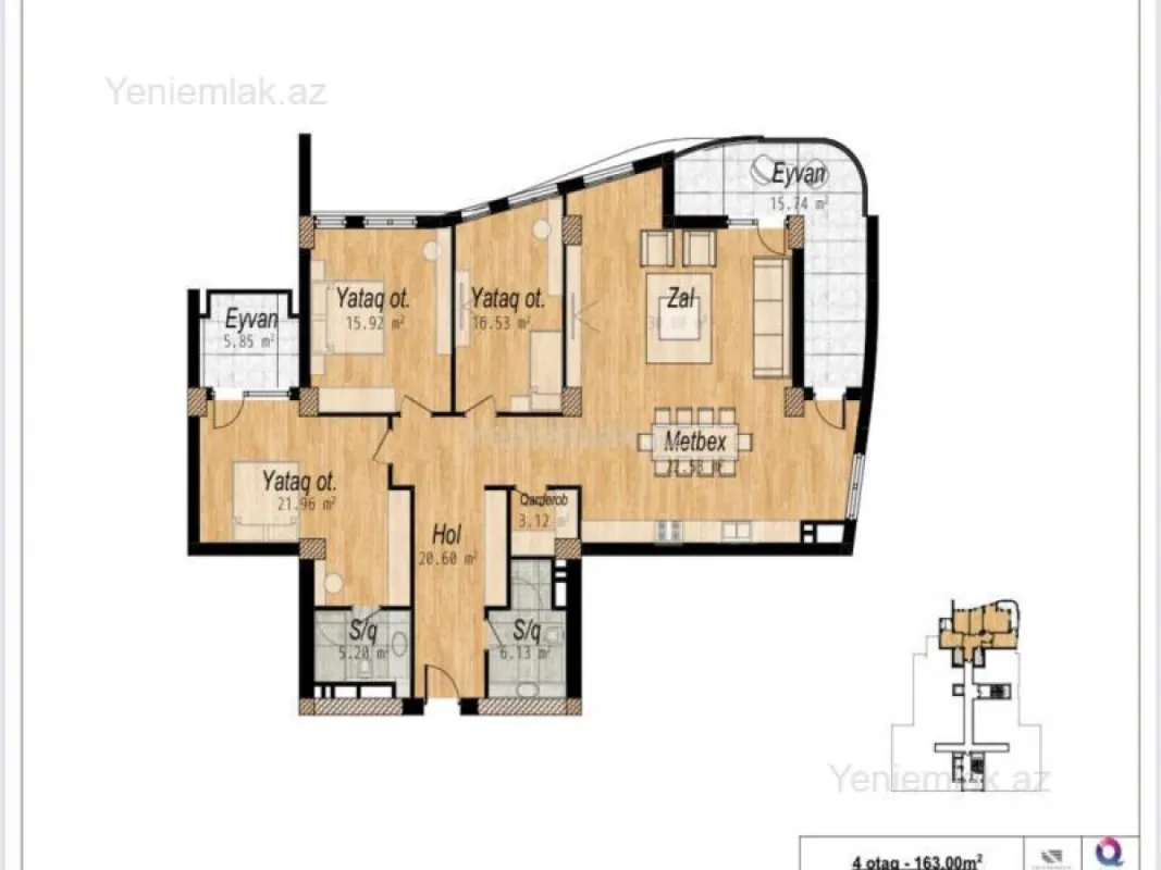 Satılır 4 otaqlı yeni tikili 163 m²