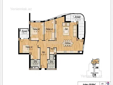 Satılır 4 otaqlı yeni tikili 163 m²