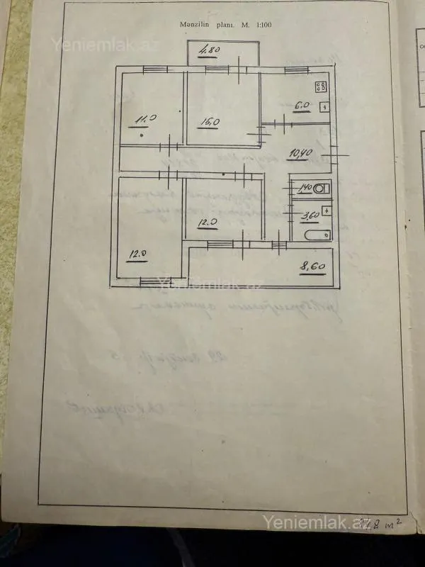 Satılır 4 otaqlı köhnə tikili 100 m²