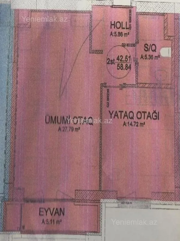 Satılır 2 otaqlı yeni tikili 59 m²