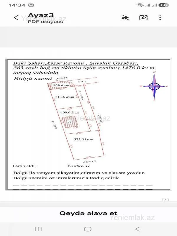 Satılır torpaq sahəsi